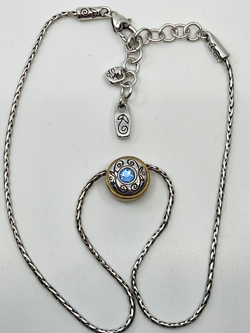 Brighton Reversible Necklace with Gold Accent and Blue Crystal Pendant
